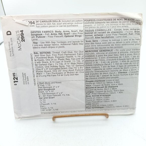 Vintage McCalls Crafts 2994 Caroler Dolls Pattern 24" Christmas Decor Sewing - Picture 2 of 2